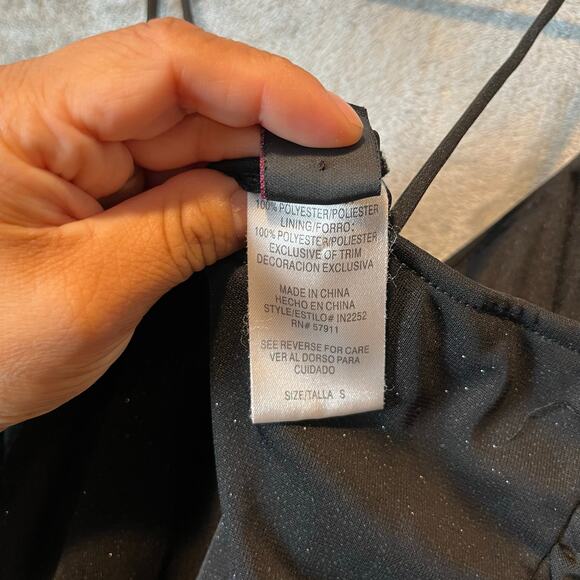 Y2K Vintage Handkerchief Hem Slip Dress Glitter Mesh Rhinestone‎ Fairy Grunge SM - Picture 3 of 7